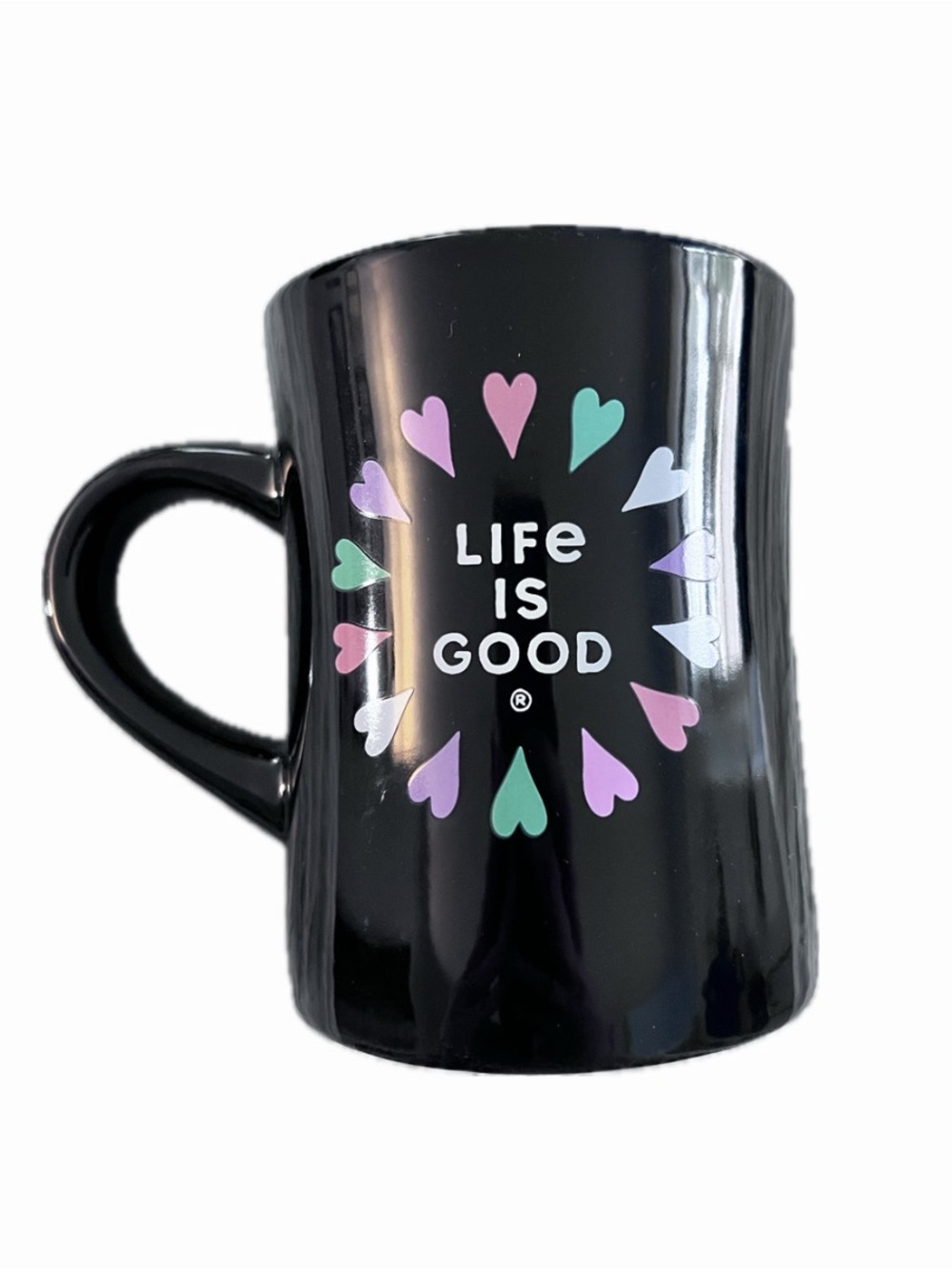 Life is Good Black Hearts Mug